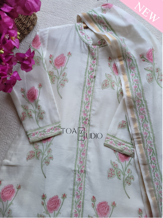 Rose Chanderi suit Set  ( Readystock)