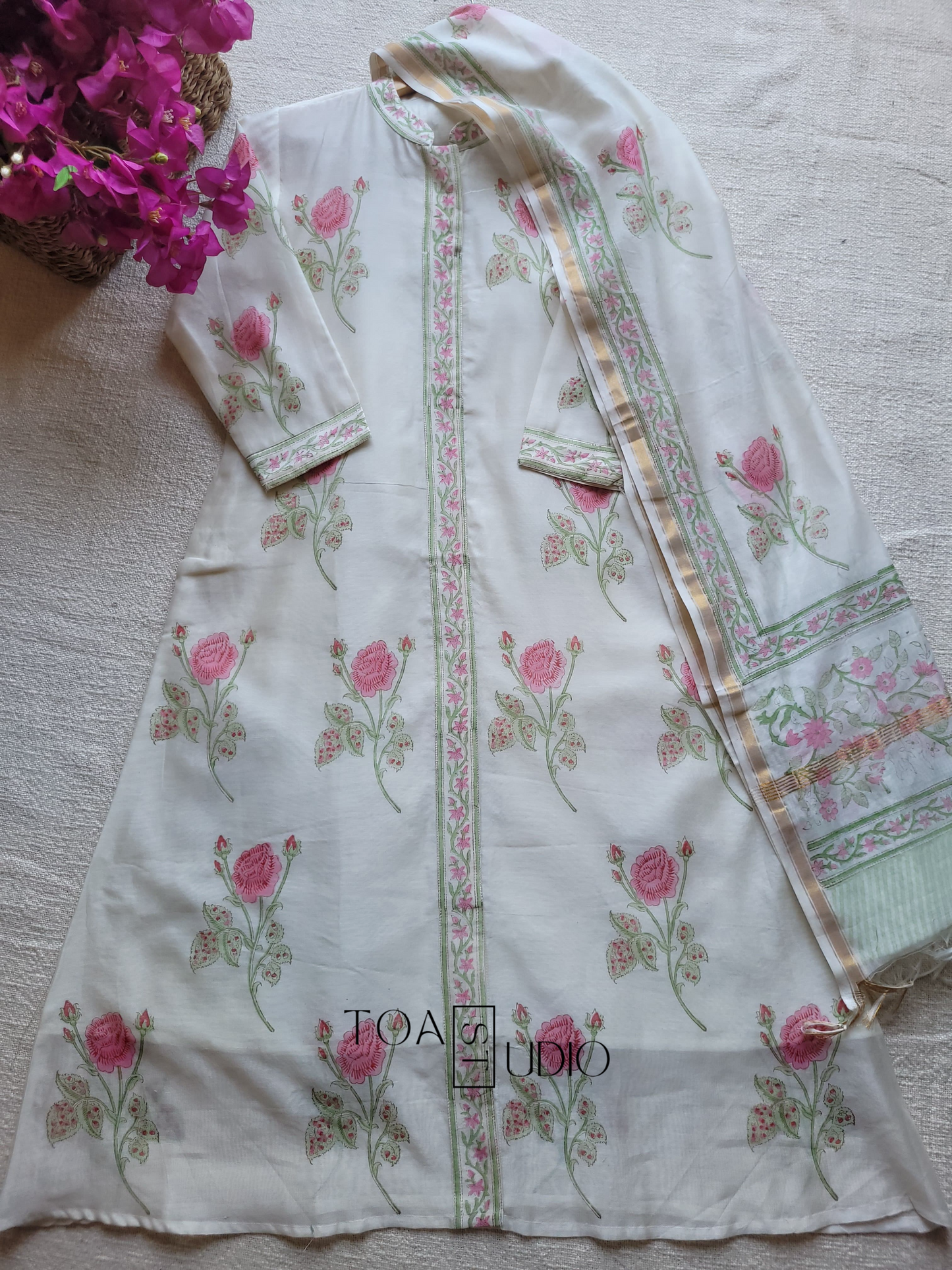 Rose Chanderi suit Set  ( Readystock)