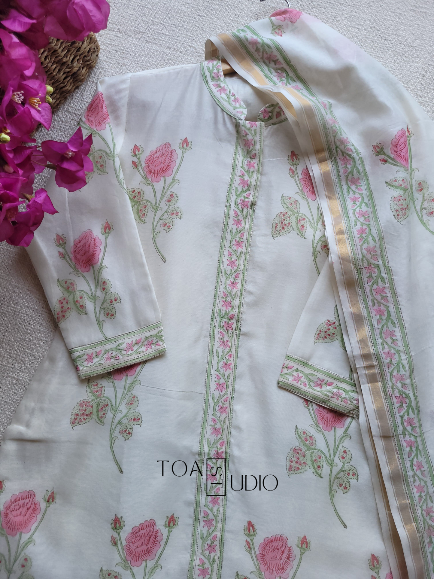 Rose Chanderi suit Set  ( Readystock)