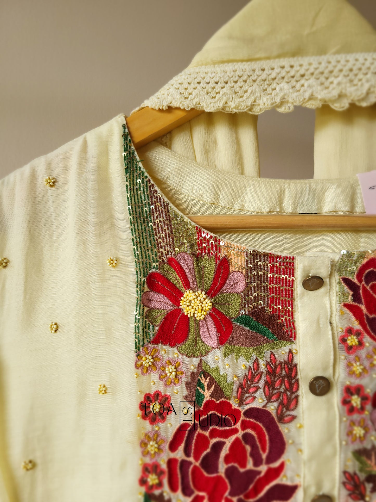 Carmine Floral Ivory Suit (Ready To Ship)