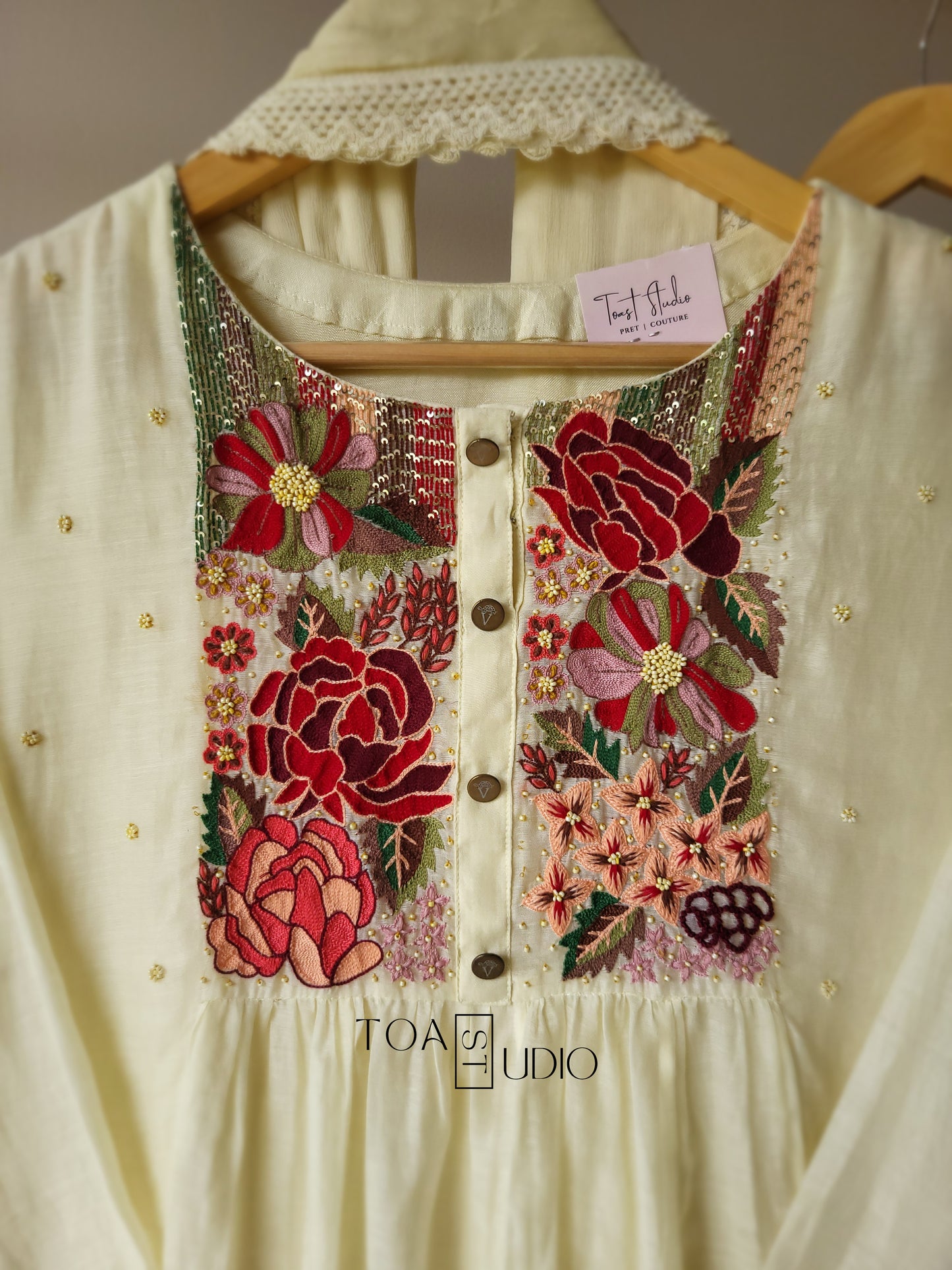 Carmine Floral Ivory Suit (Ready To Ship)