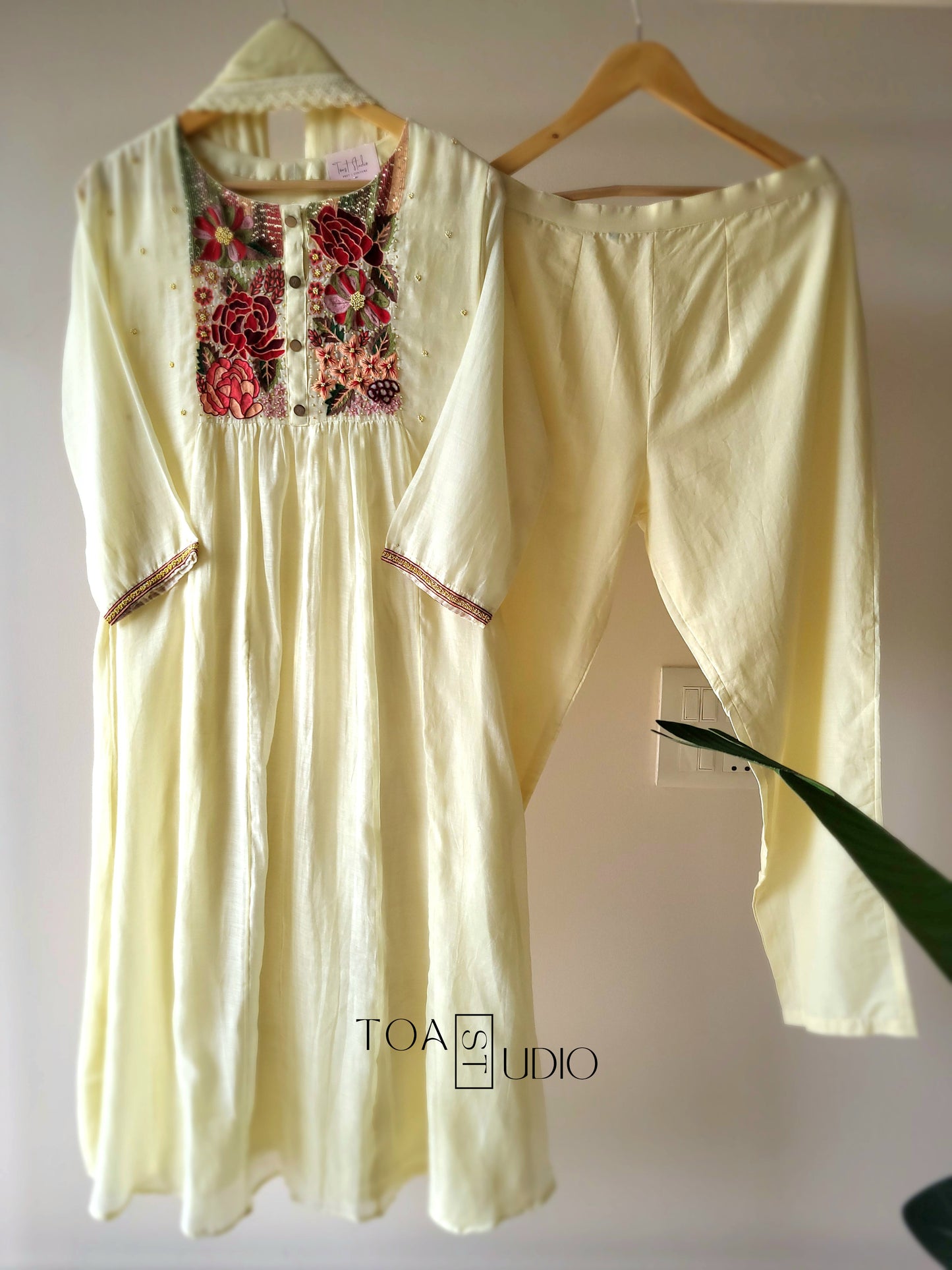 Carmine Floral Ivory Suit (Ready To Ship)
