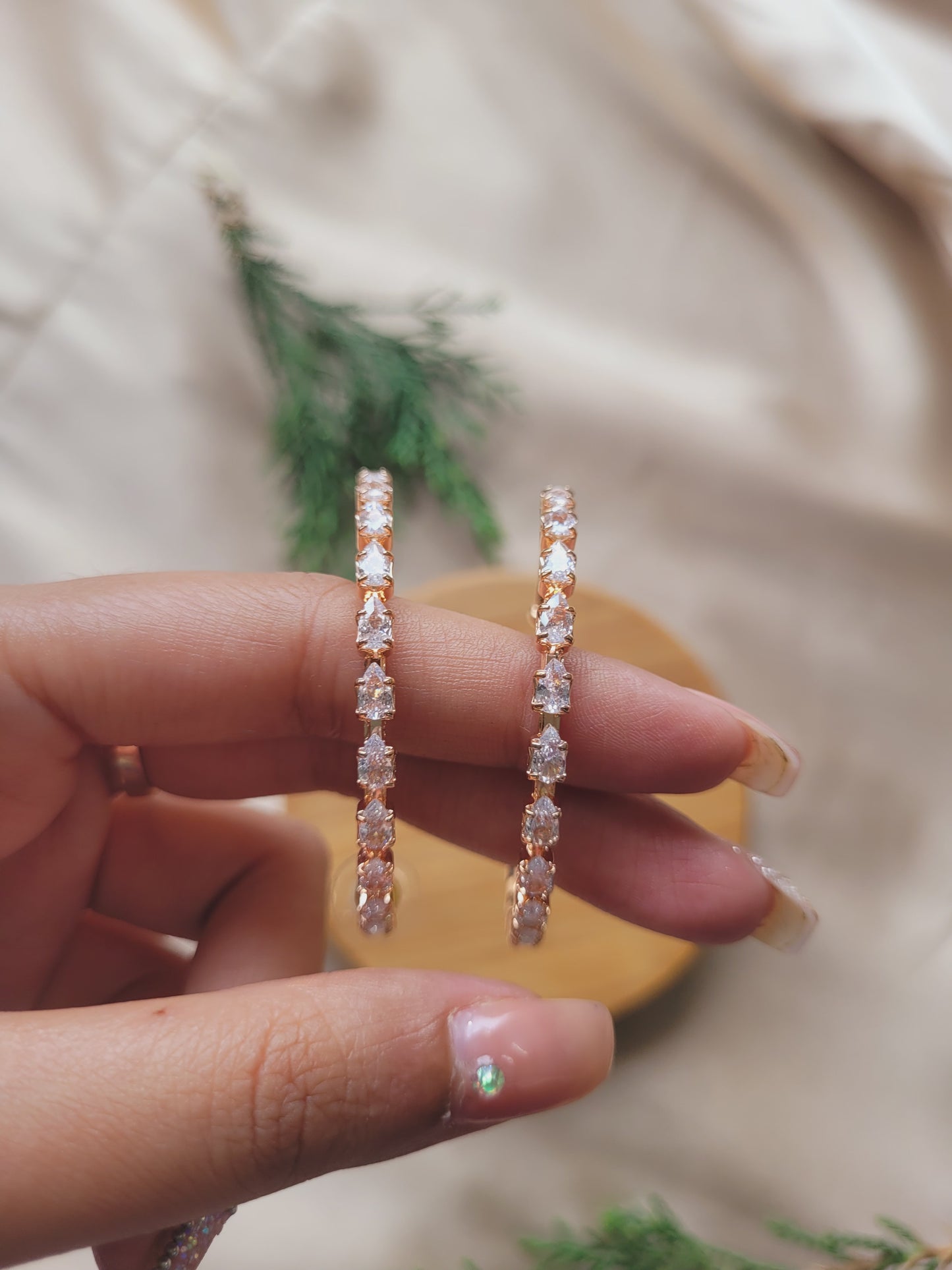 Swarovski Hoops - Rose Drop Cut