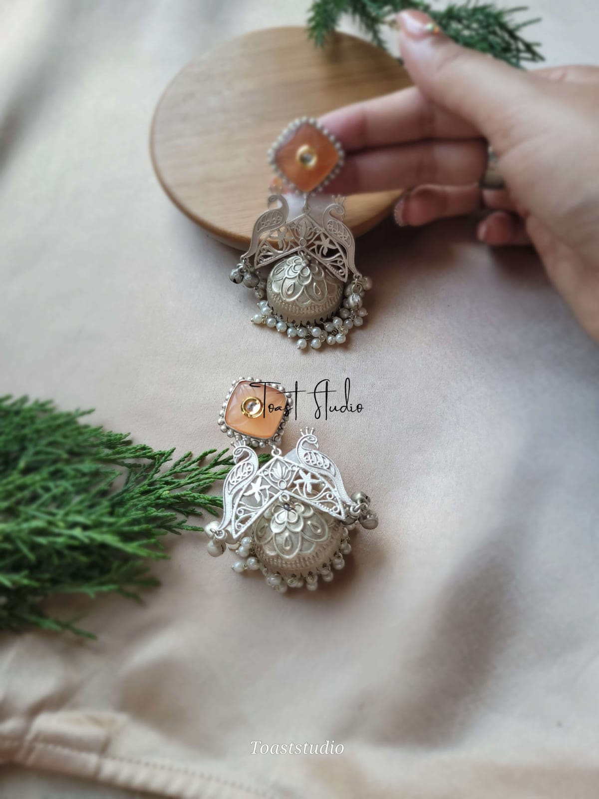 Sterling Peacock With Peach Stone