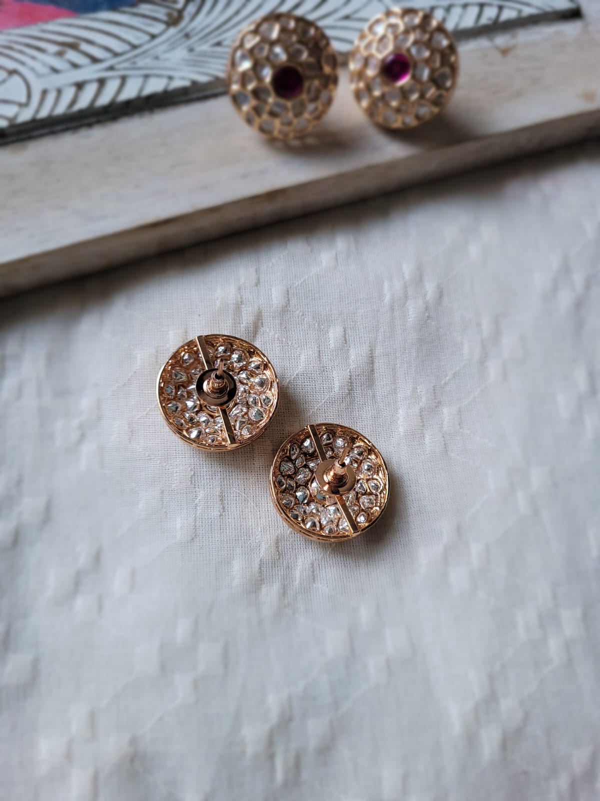 Pink Rubi Kundan Stud