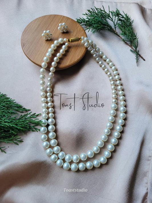 Ellora Double Line Pearl Necklace