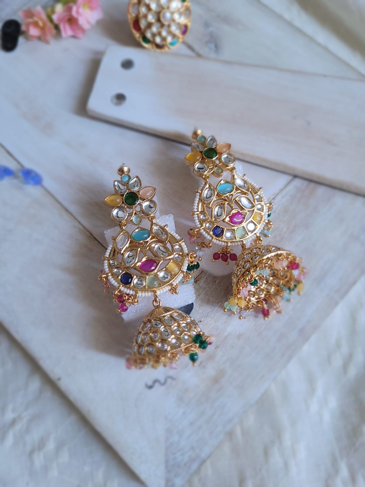 Navratan jhumkas on sale