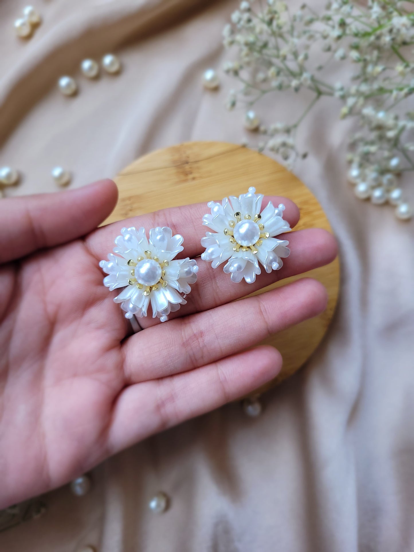 Porcelain White Petal Earrings