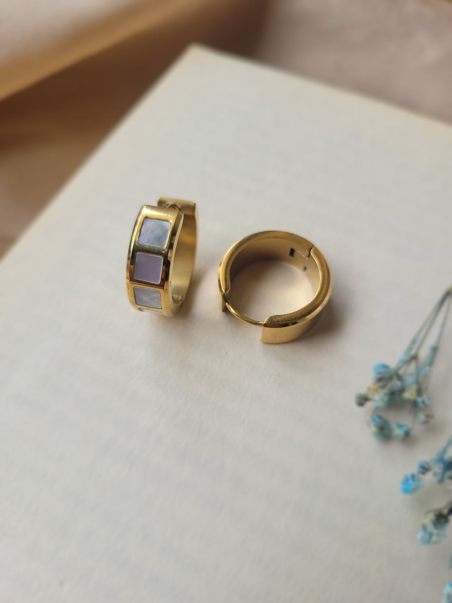 Golden Round Mirror Earrings