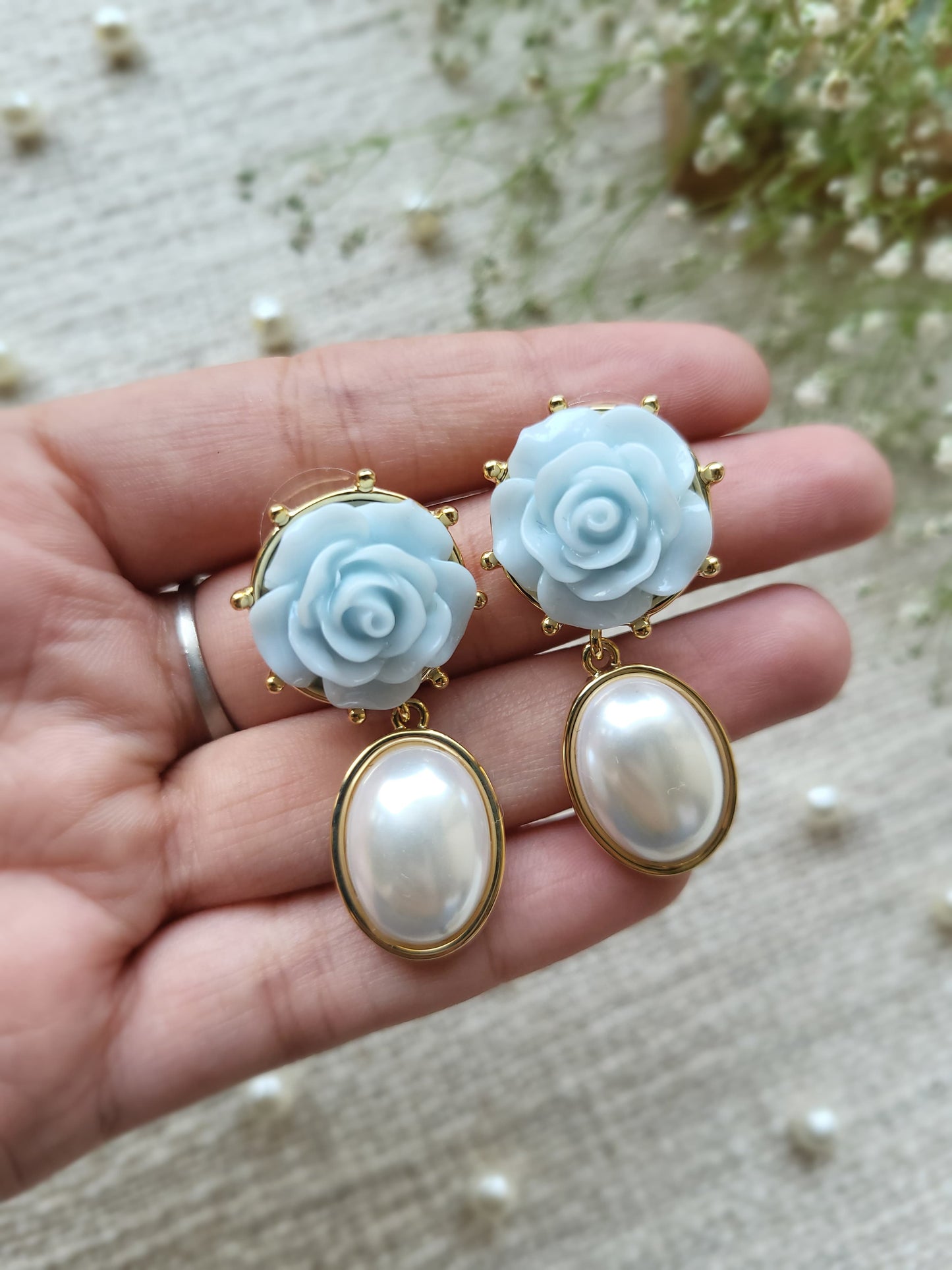 Rose-Pearl Earrings