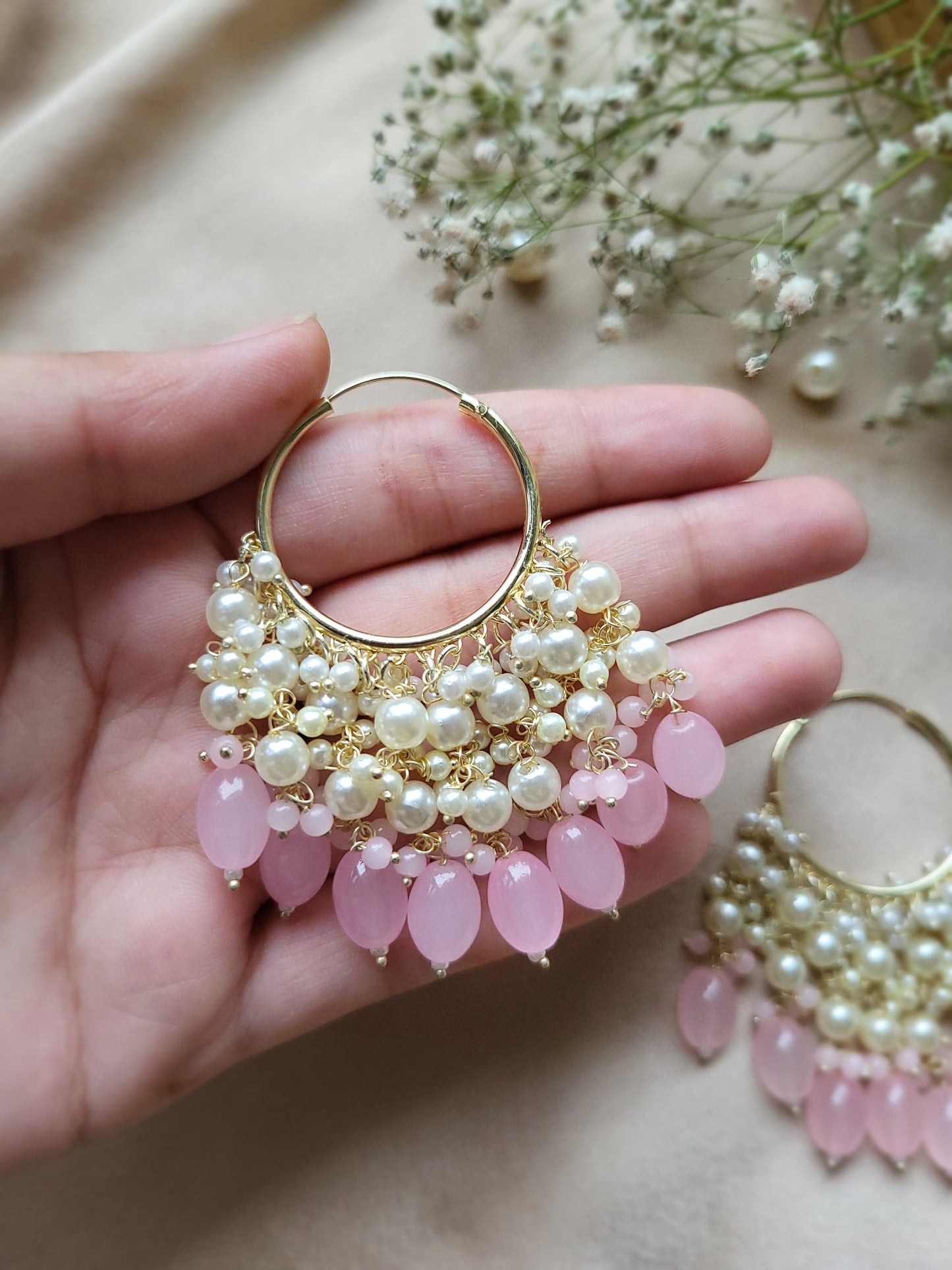 Pink kundan Chandbali š©·