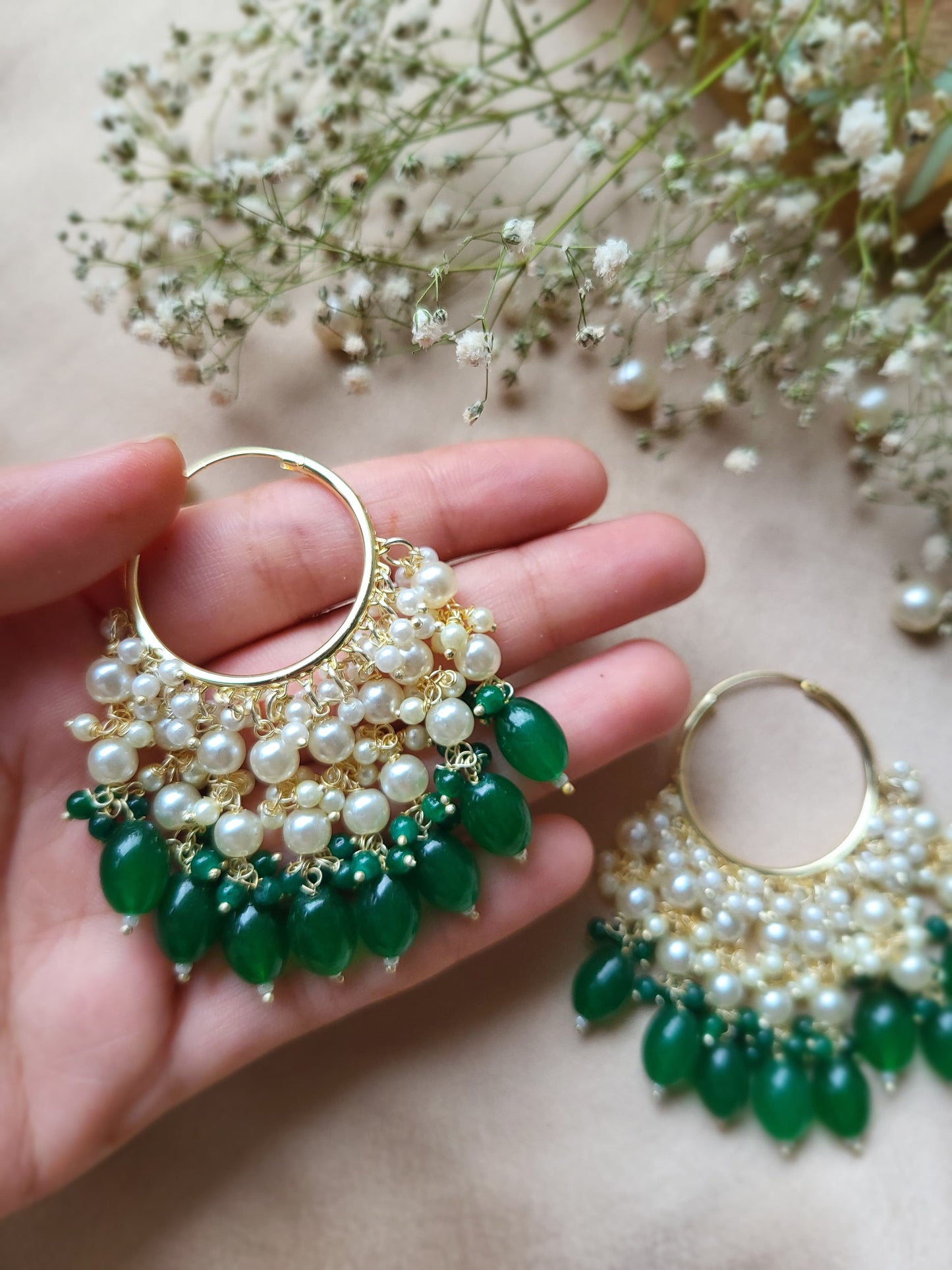 Green Kundan Chandbali