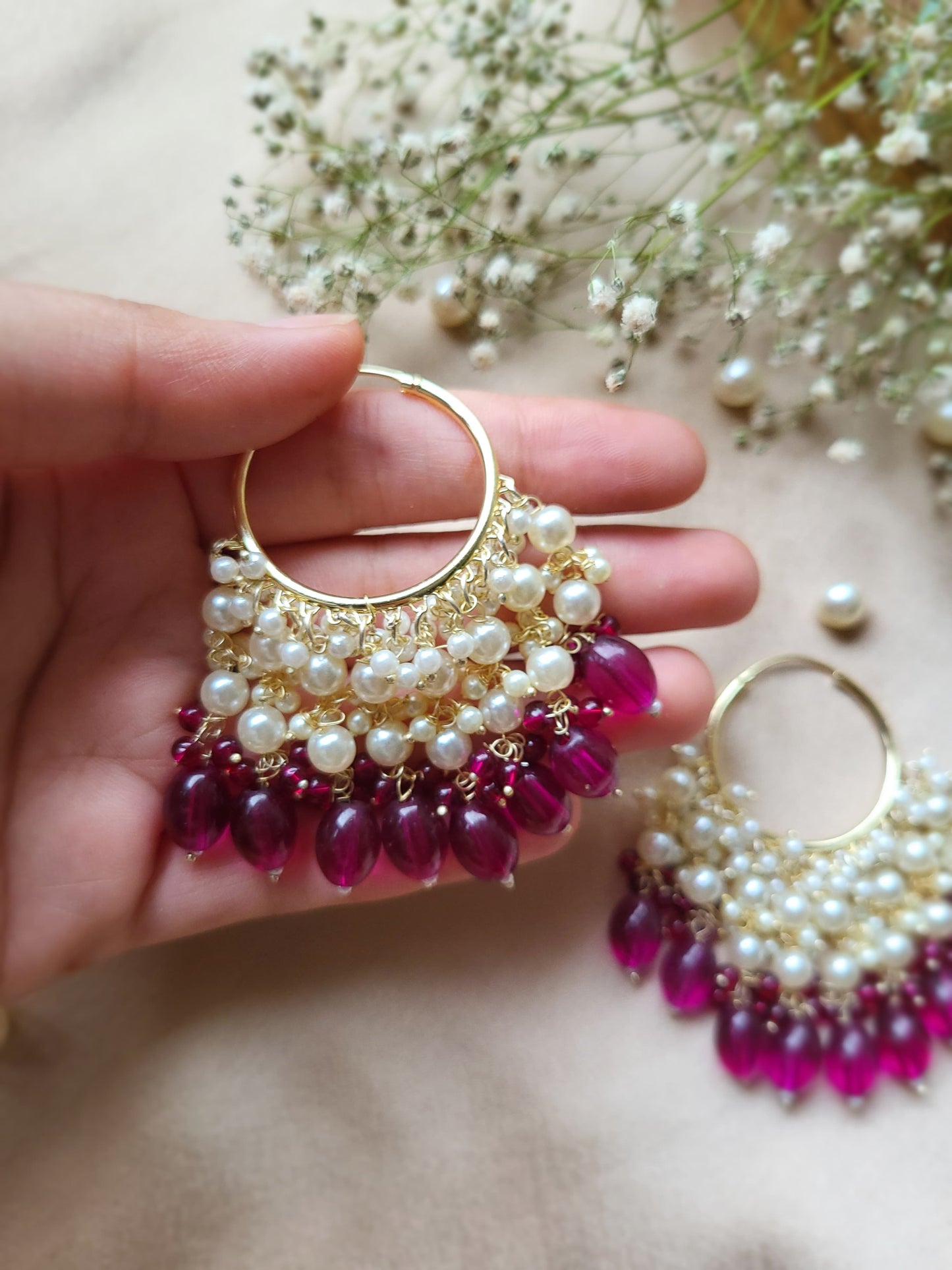 Purple Pearl Chandbali 💜