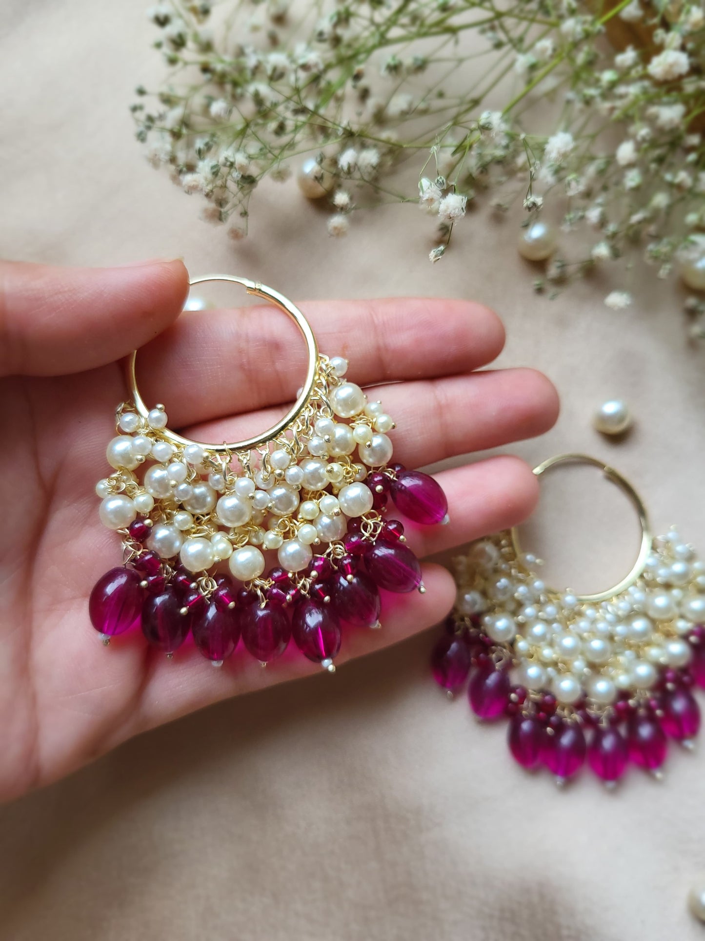 Purple Pearl Chandbali 💜