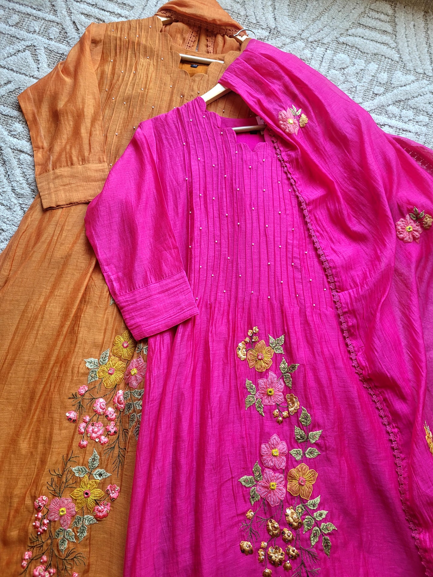 Marigold Mulchanderi Set (Ready To Ship)