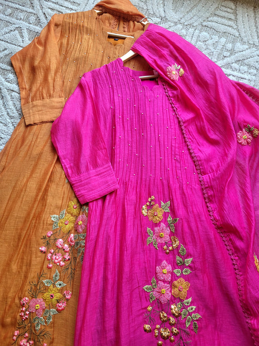 Marigold Mulchanderi Set (Ready To Ship)