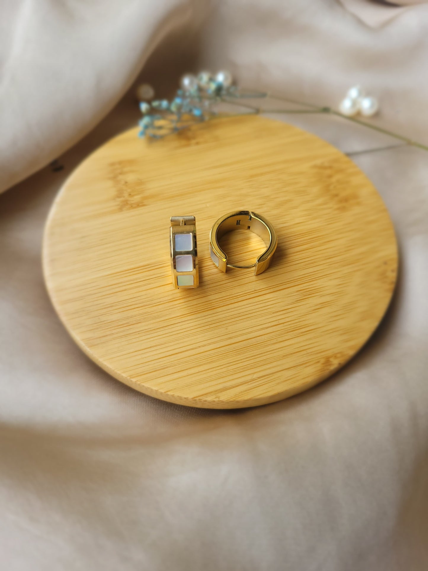 Golden Round Mirror Earrings
