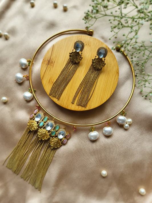 Golden Fringe Choker Set
