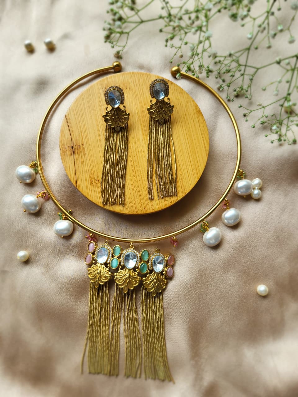 Golden Fringe Choker Set