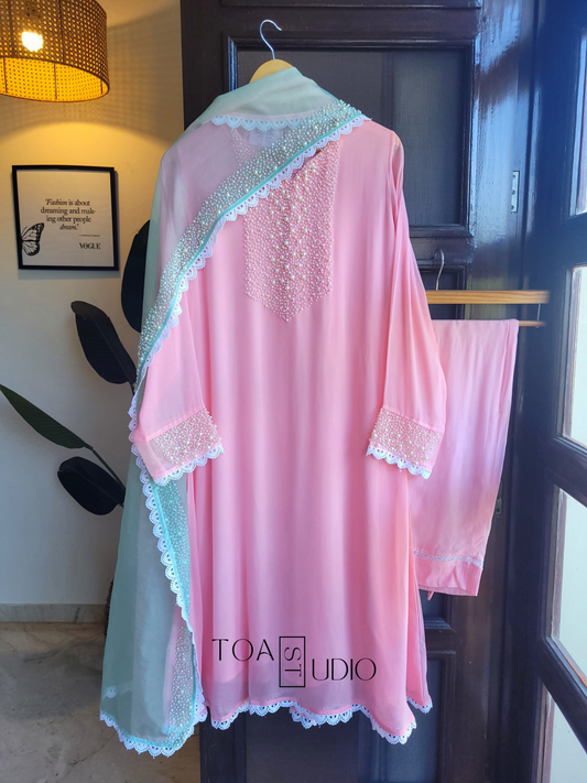Cassata Baby Pink Suit Set (15 Days dispatch Time))