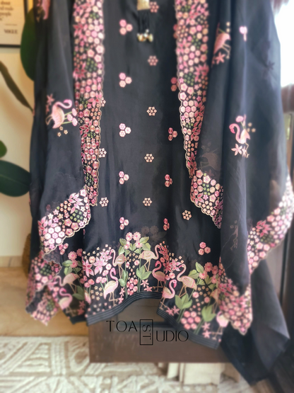 Flamingo Unstitch suit. (Ready To Ship)