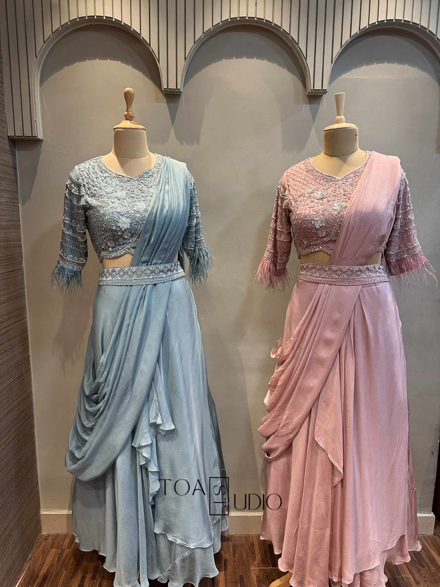 Peacock Drape Skirt Set (Ready stock)