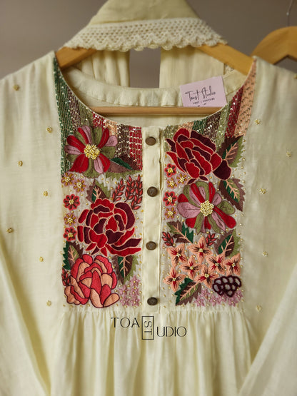 Carmine Floral Ivory Suit (Ready To Ship)