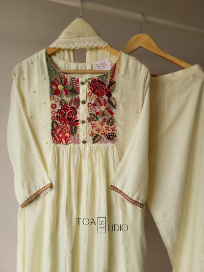 Carmine Floral Ivory Suit (Ready To Ship)