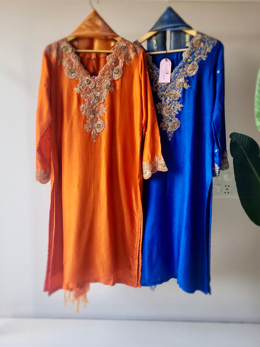 3D Cutwork Silk Suit (30 days Dispatch time)