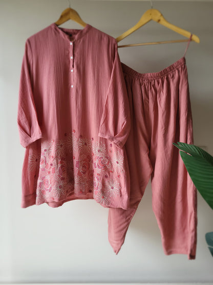 Cotton Crushed Cord set (Ready Stock)