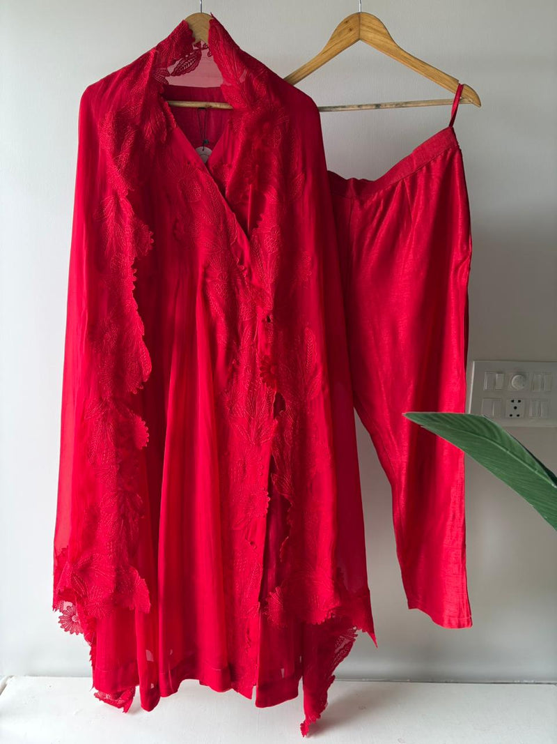 Ruby/ Emerald Anarkali Set