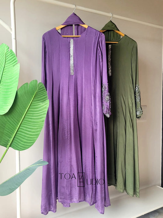 Silver Chinon Anarkali (Ready To Ship)