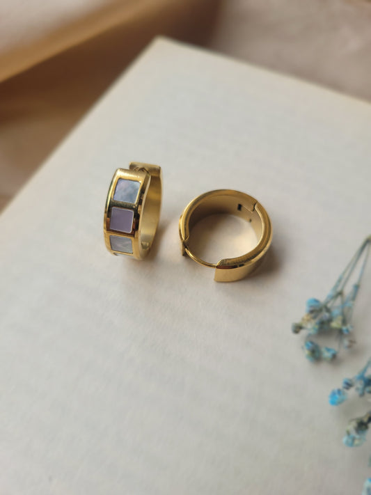 Golden Round Mirror Earrings