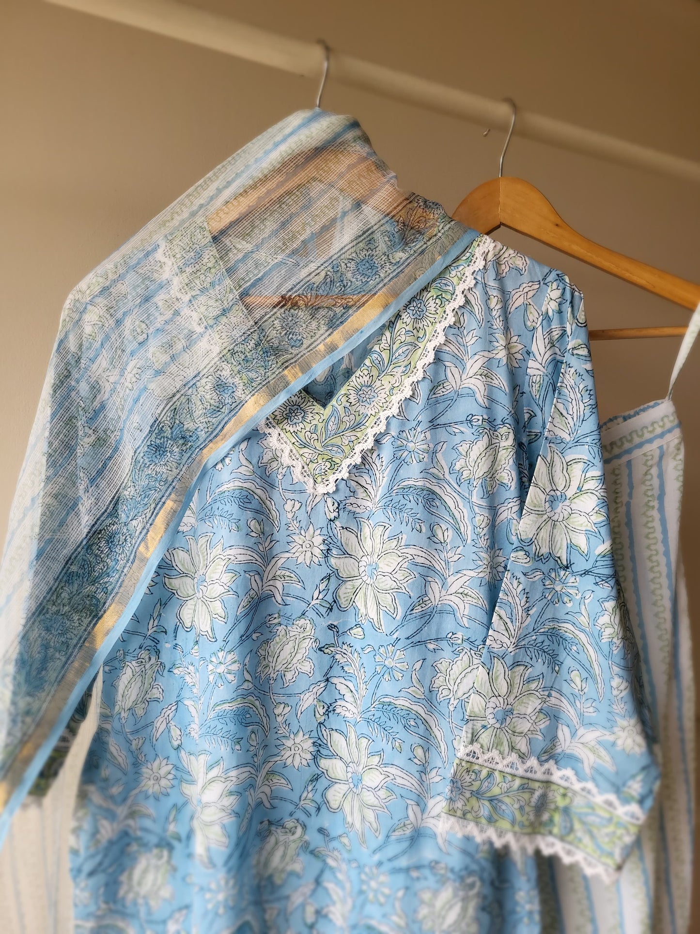 Aqua Floral Cotton SuitSet