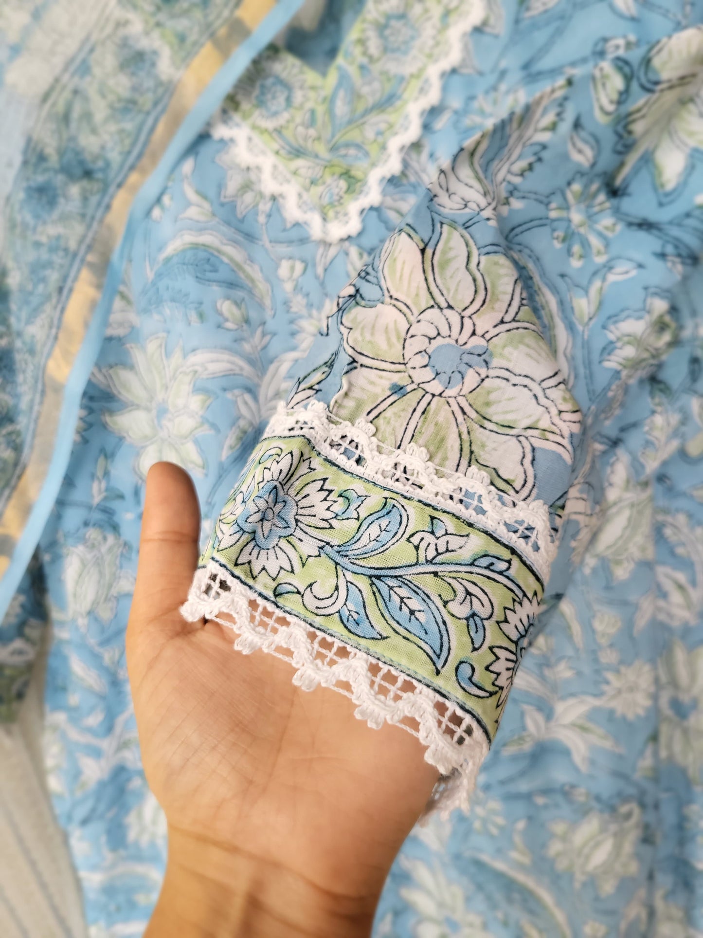 Aqua Floral Cotton SuitSet