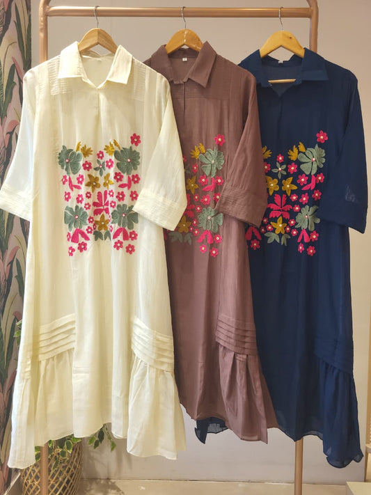 Cluster Of Floral's Mulchanderi Dress (25 Days Dispatch time)