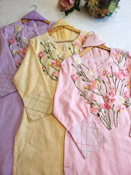 Floral Ganache kurti set (25 days Dispatch Time)