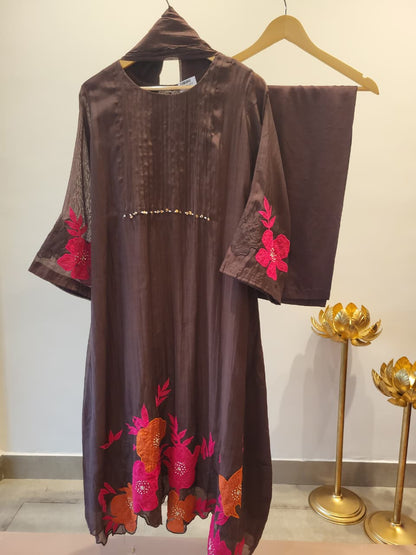 Burnt cinnamon cutwork suit ( Ready to Ship)