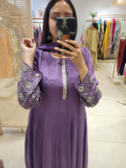 Silver Chinon Anarkali (Ready To Ship)
