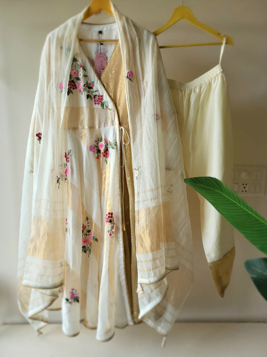 Ivory  Chanderi Suitset