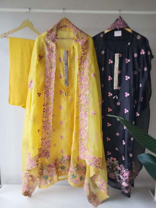 Flamingo Unstitch suit  (Ready To Ship)