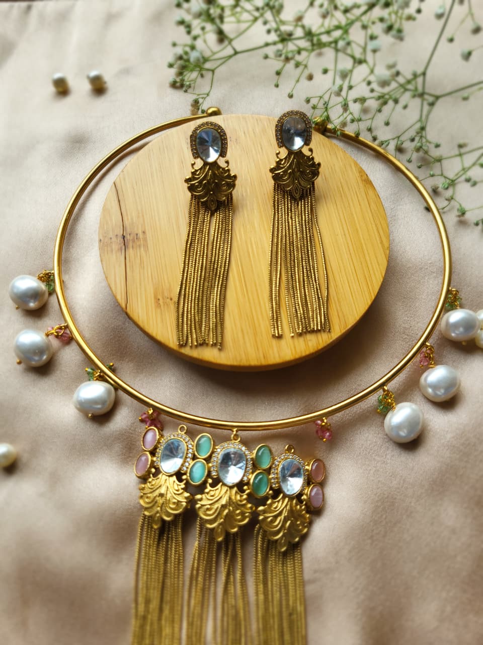 Golden Fringe Choker Set