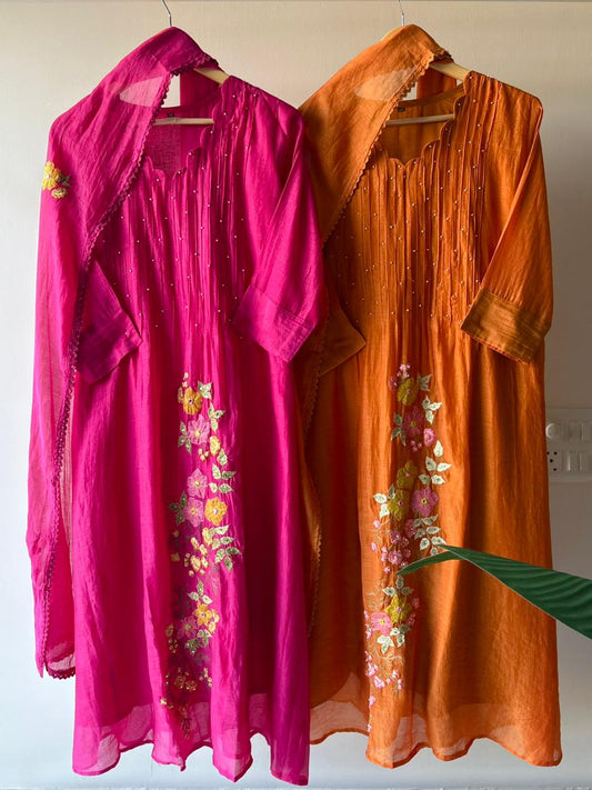 Marigold Mulchanderi Set (Ready To Ship)