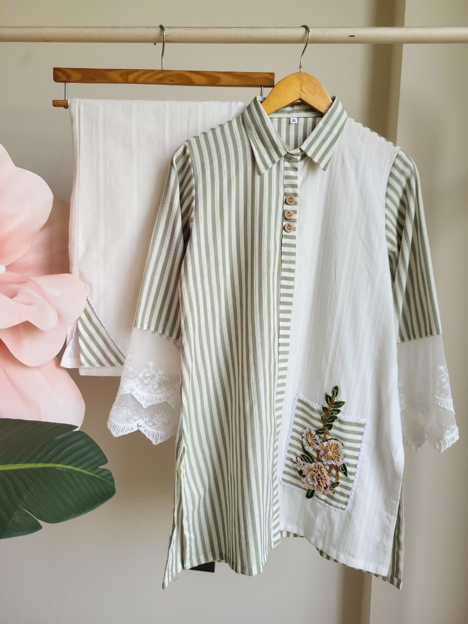 Striped Mousse Coord Set (25 Days Dispatch Time)
