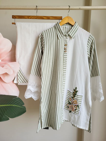 Striped Mousse Coord Set (25 Days Dispatch Time)
