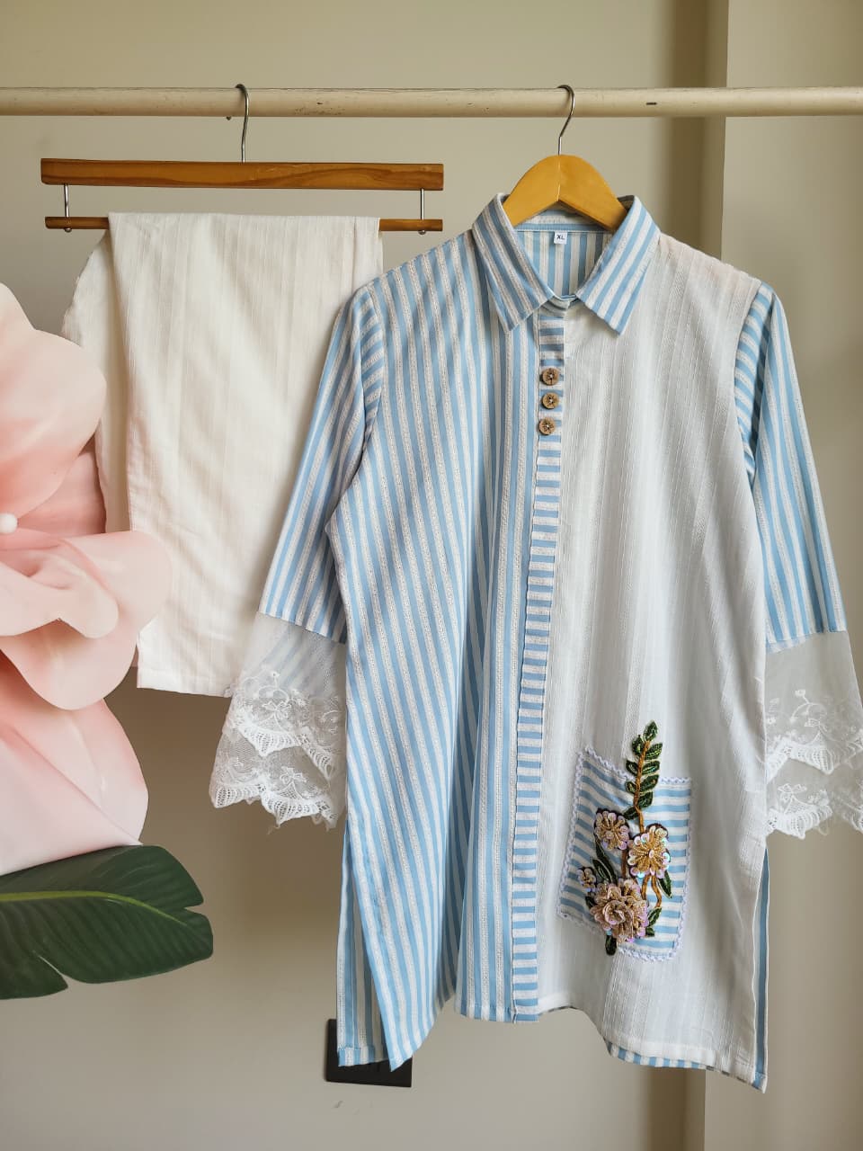 Striped Mousse Coord Set (25 Days Dispatch Time)