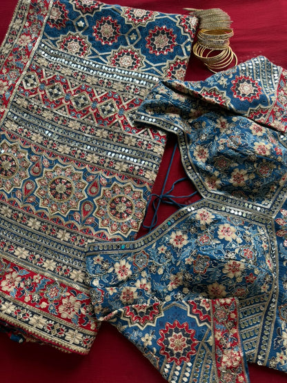Ajrakh Printed Saree (10 Days Dispatch Time)