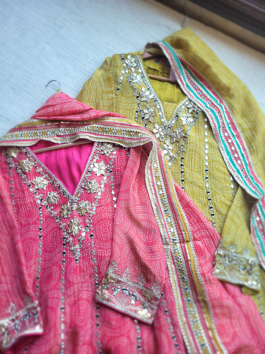 Padmavat Bandhej Tissue Silk Set (Ready to dispatch)