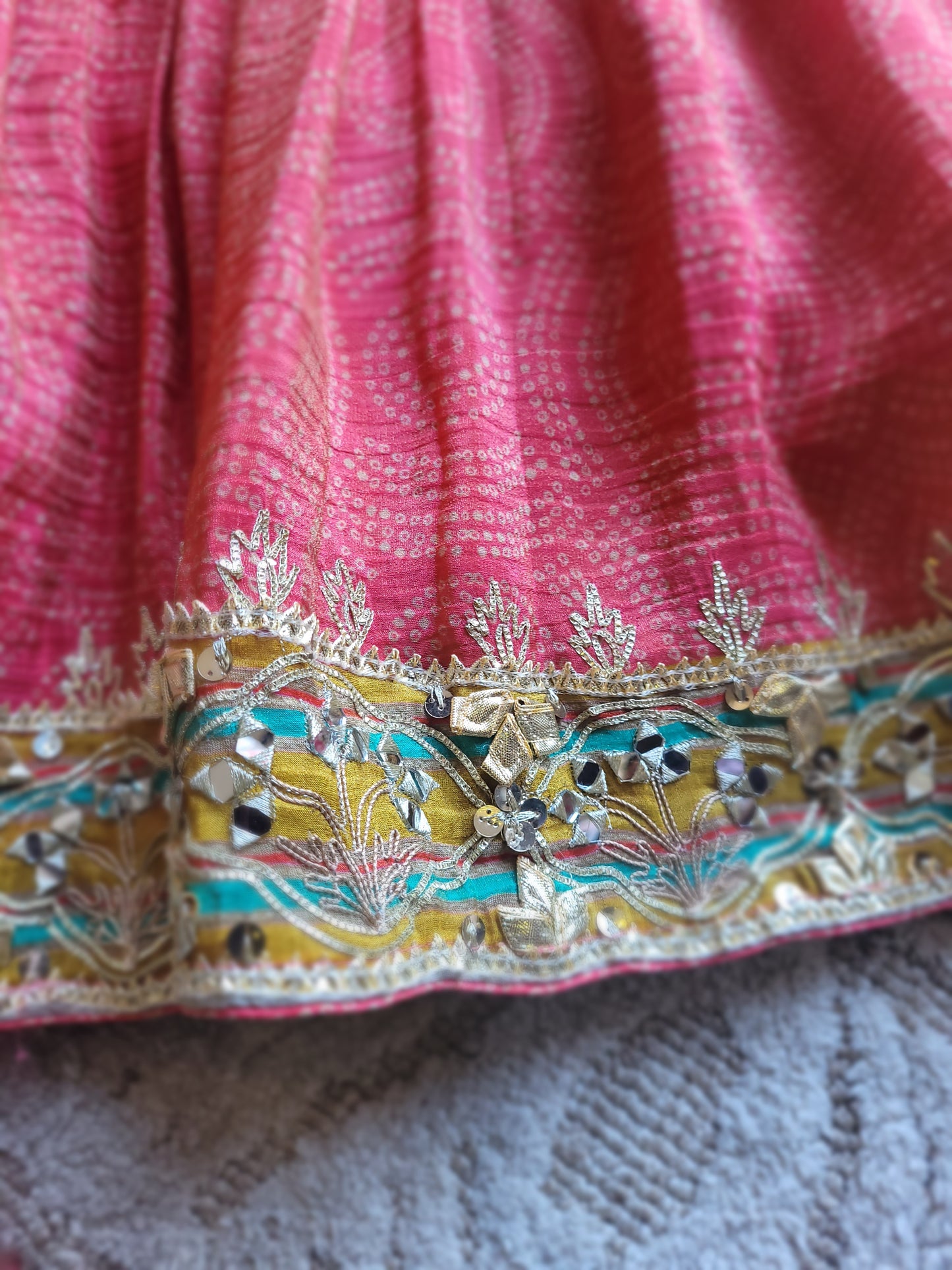Padmavat Bandhej Tissue Silk Set (Ready to dispatch)