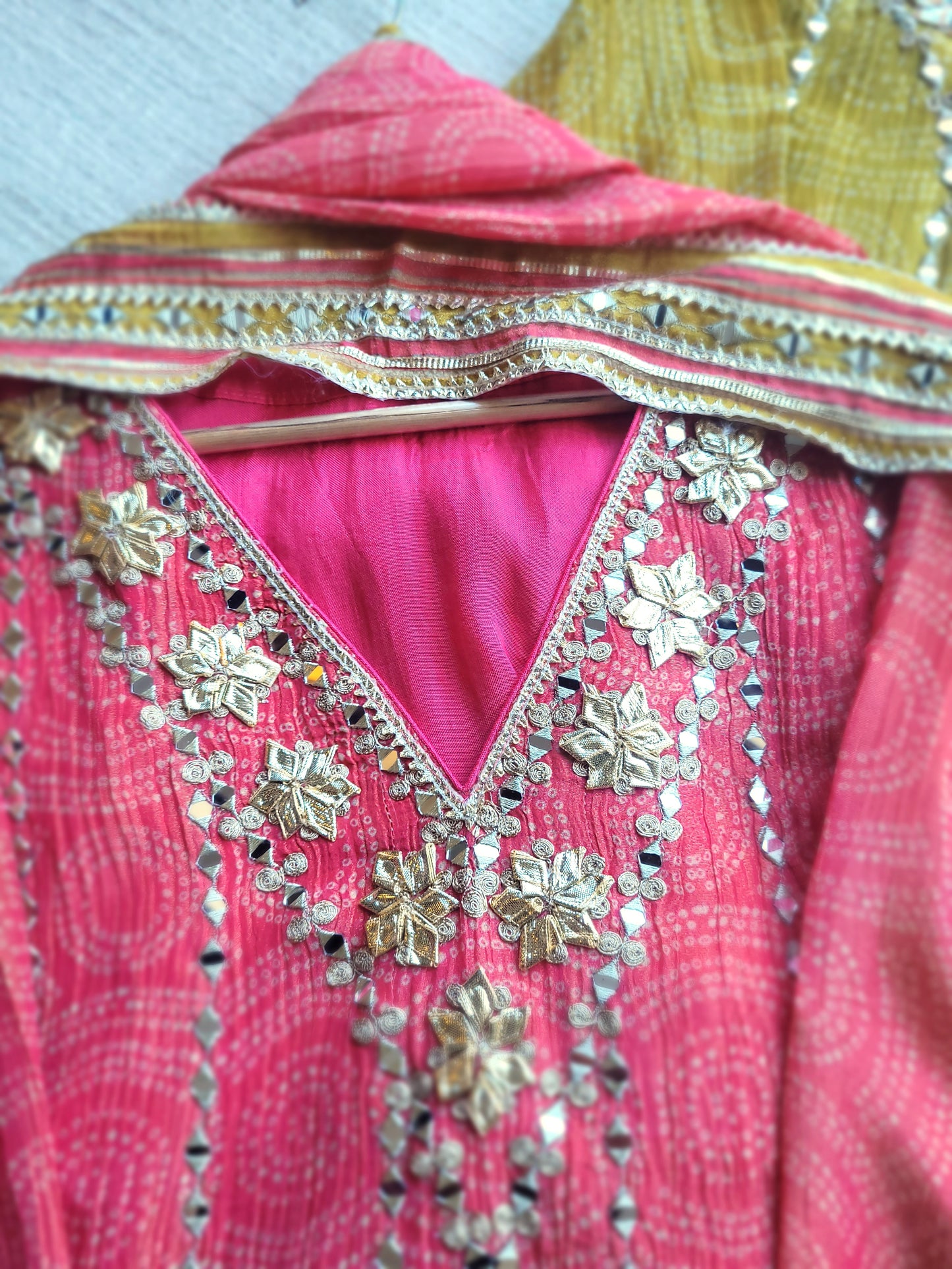 Padmavat Bandhej Tissue Silk Set (Ready to dispatch)